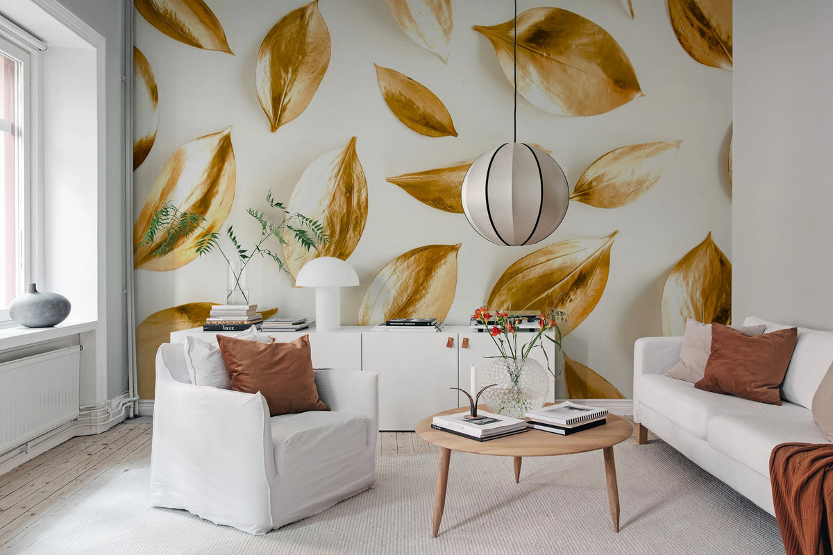 Golden Leaves Mural Wallpaper - room preview 02