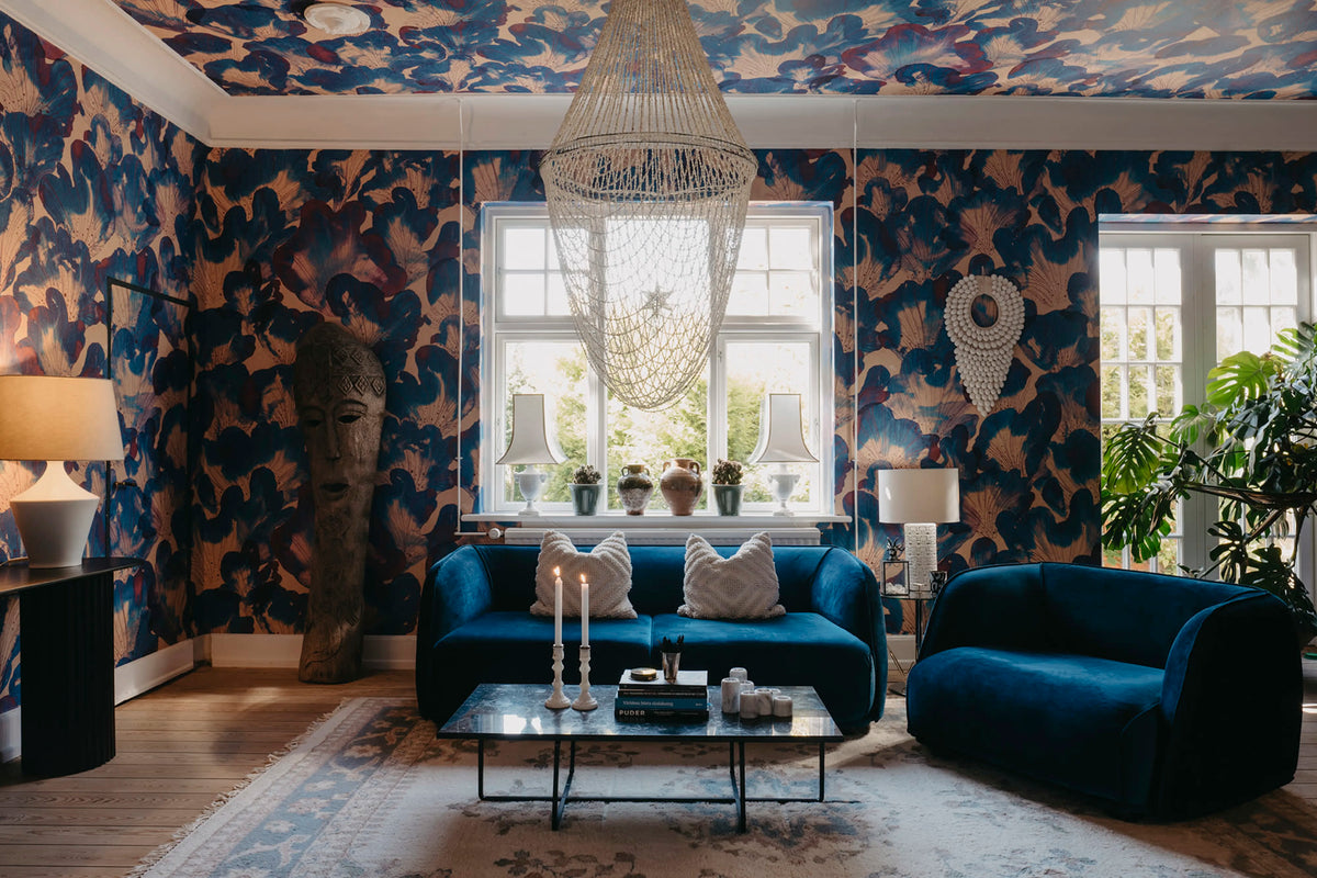 Corals, Blue Mural Wallpaper - room preview 02