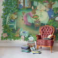 Rabbit Family, Green Mural Wallpaper - room preview 02