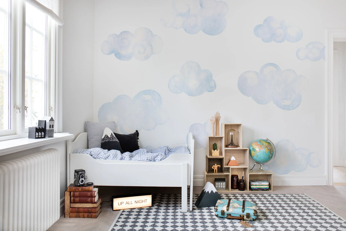 Watercolor Clouds Mural Wallpaper - room preview 02