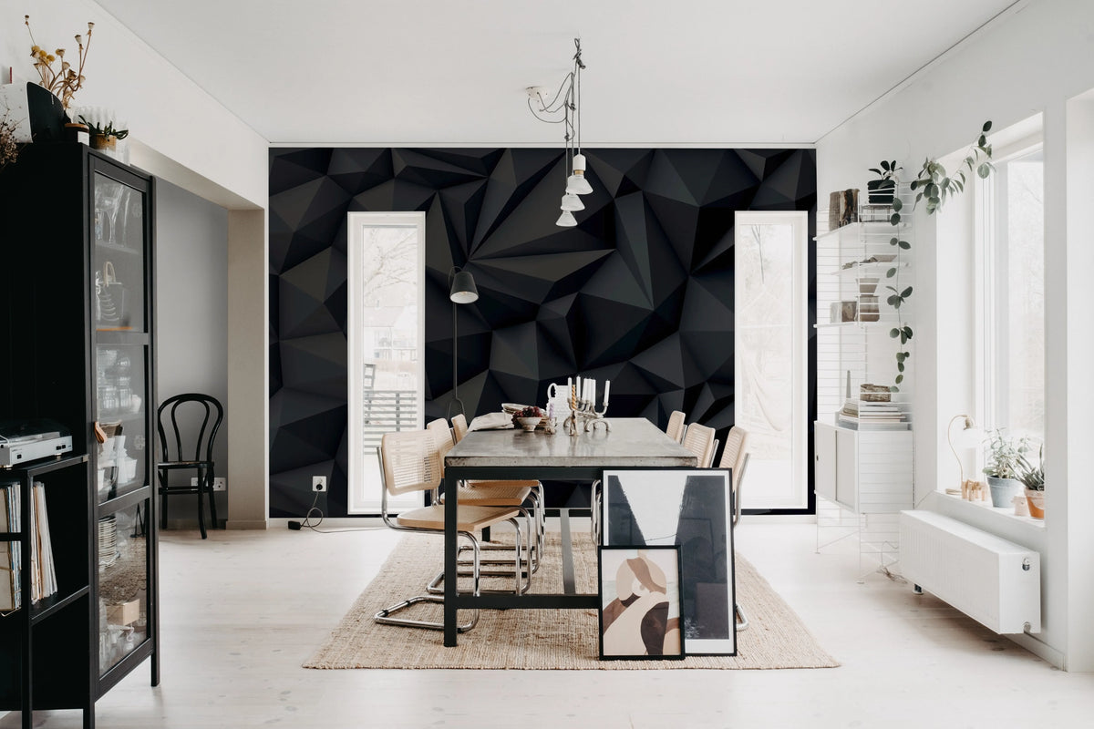 Acoustic Panel, Black Mural Wallpaper - room preview 02