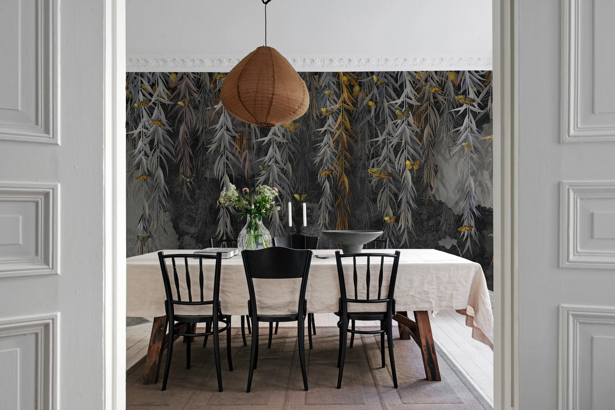 Golden Butterflies, Night Mural Wallpaper - room preview 02
