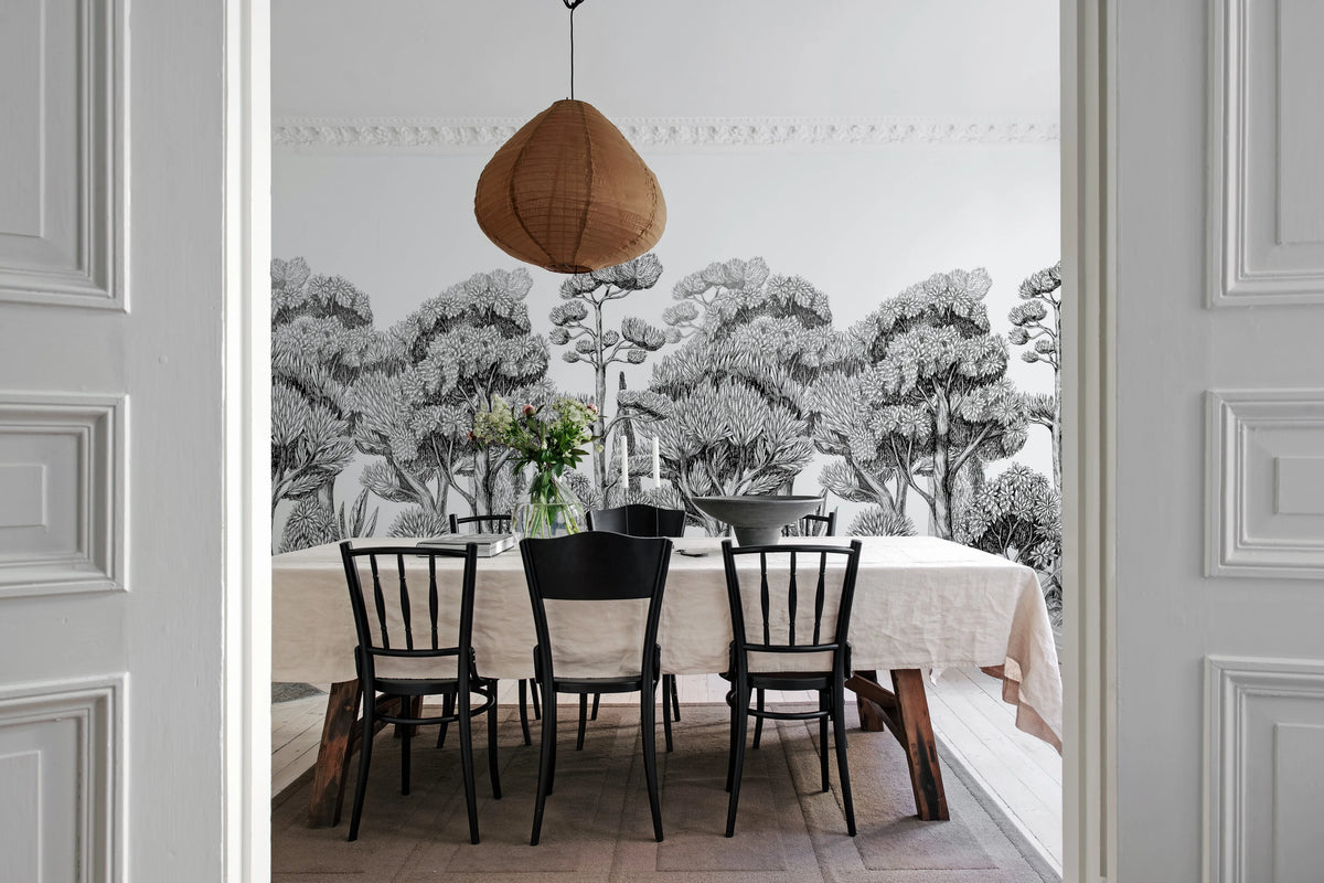 Forest Park, Graphite Mural Wallpaper - room preview 02