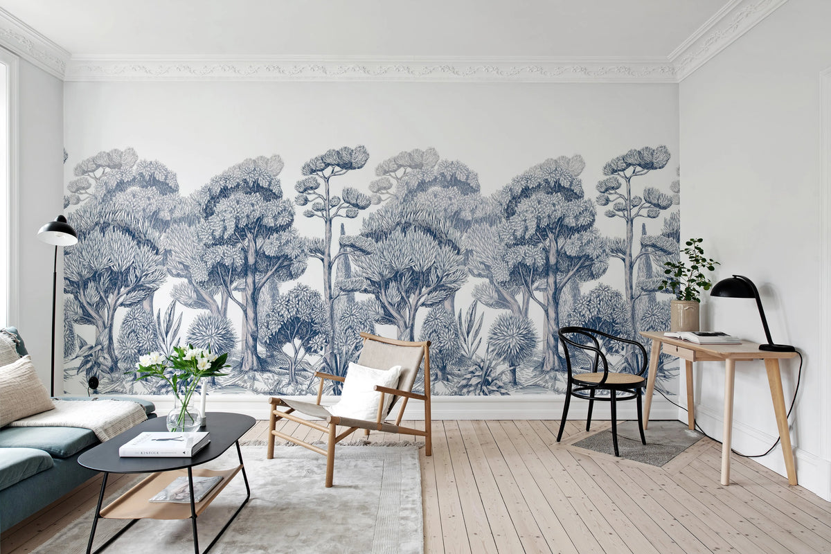 Forest Park, Blue Mural Wallpaper - room preview 02
