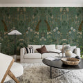 Peacock Garden, Green Mural Wallpaper - room preview 02