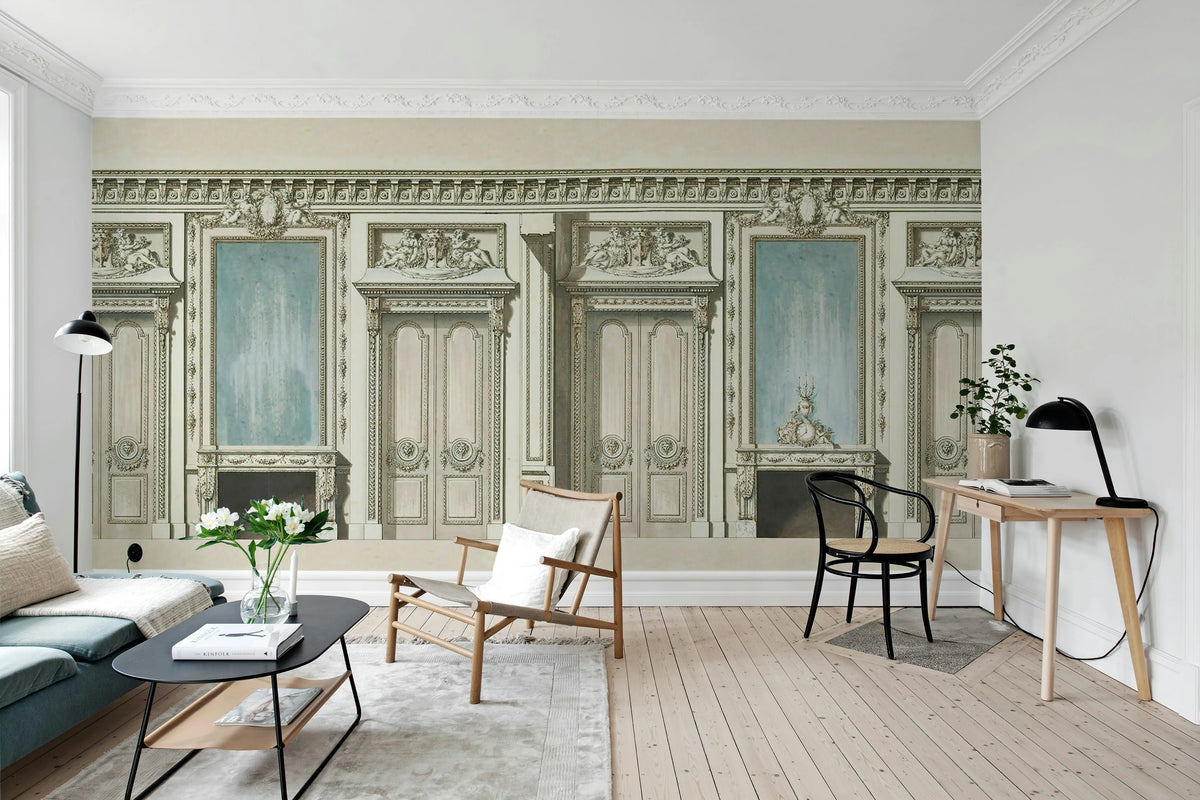 Historical Room, Beige Mural Wallpaper - room preview 02