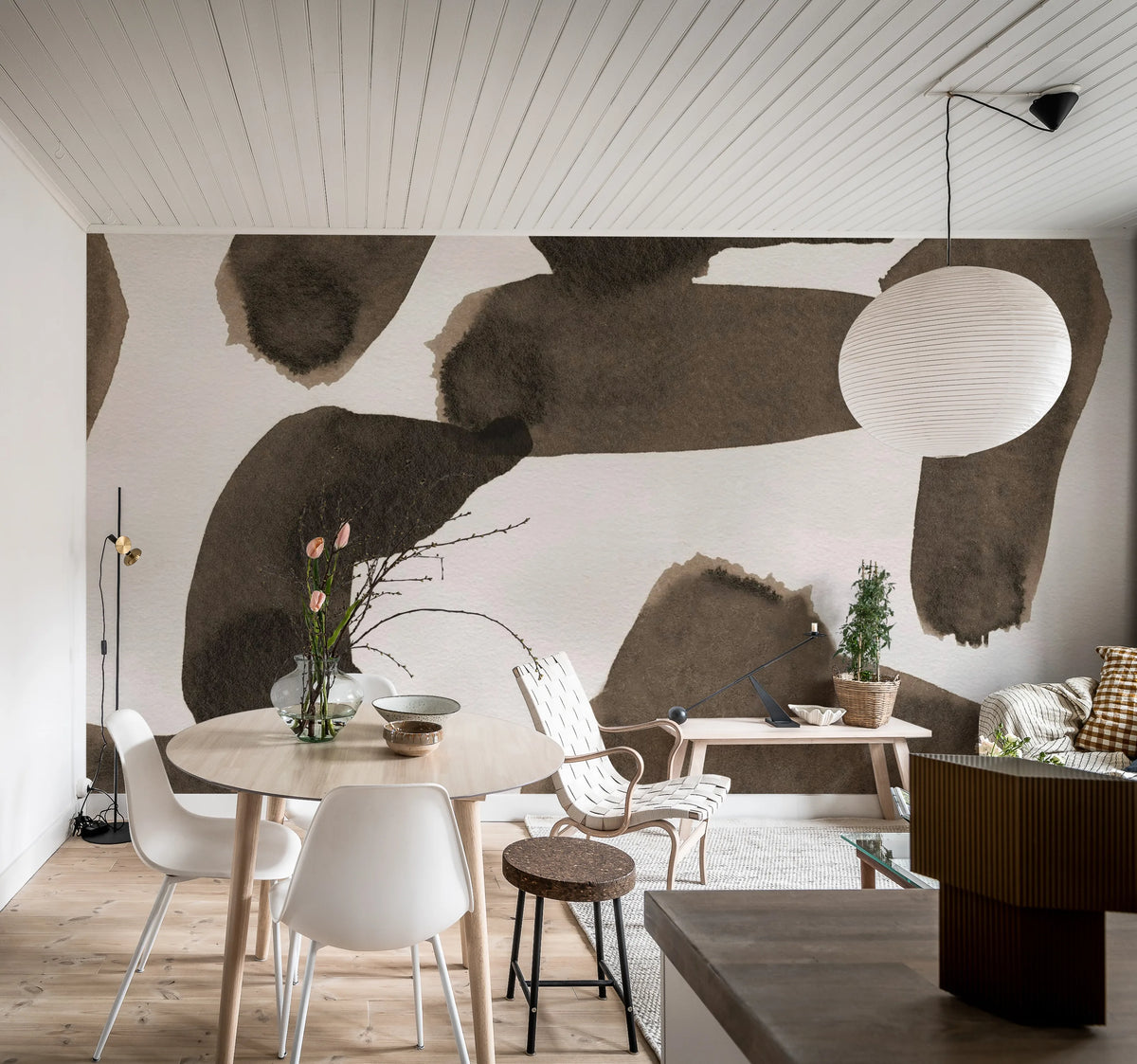 Wiggle Shapes, Brown Mural Wallpaper - room preview 02