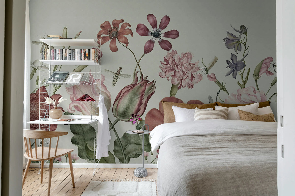 Wild Flowers, Vintage Mural Wallpaper - room preview 02