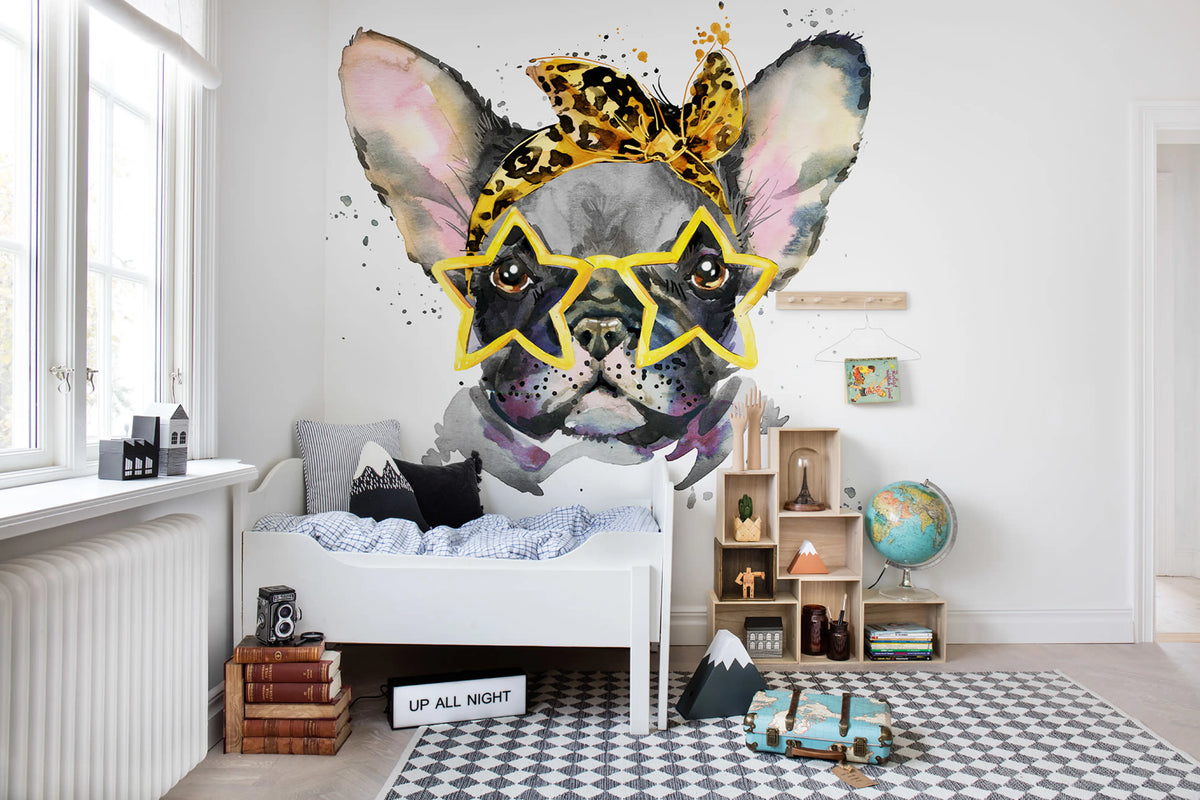 French Bulldog Mural Wallpaper - room preview 02