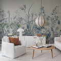 Soft Meadow, Blue Mural Wallpaper - room preview 02
