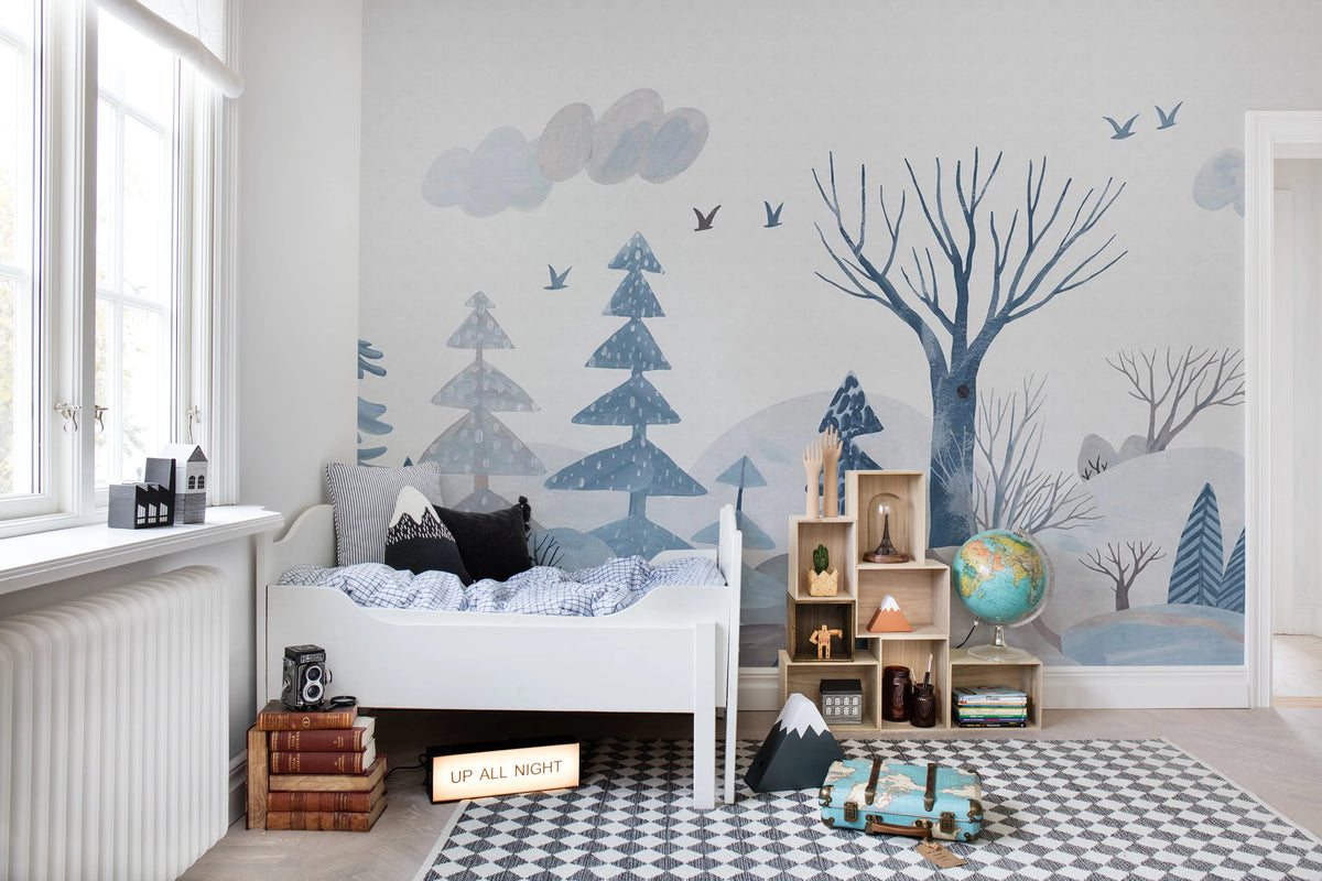 Winter Woods Mural Wallpaper - room preview 02