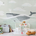 Happy Whale Mural Wallpaper - room preview 02