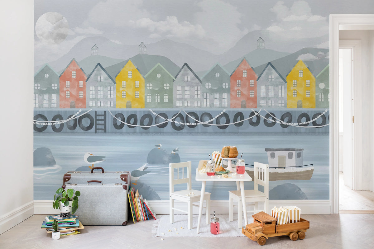 Port Village Mural Wallpaper - room preview 02