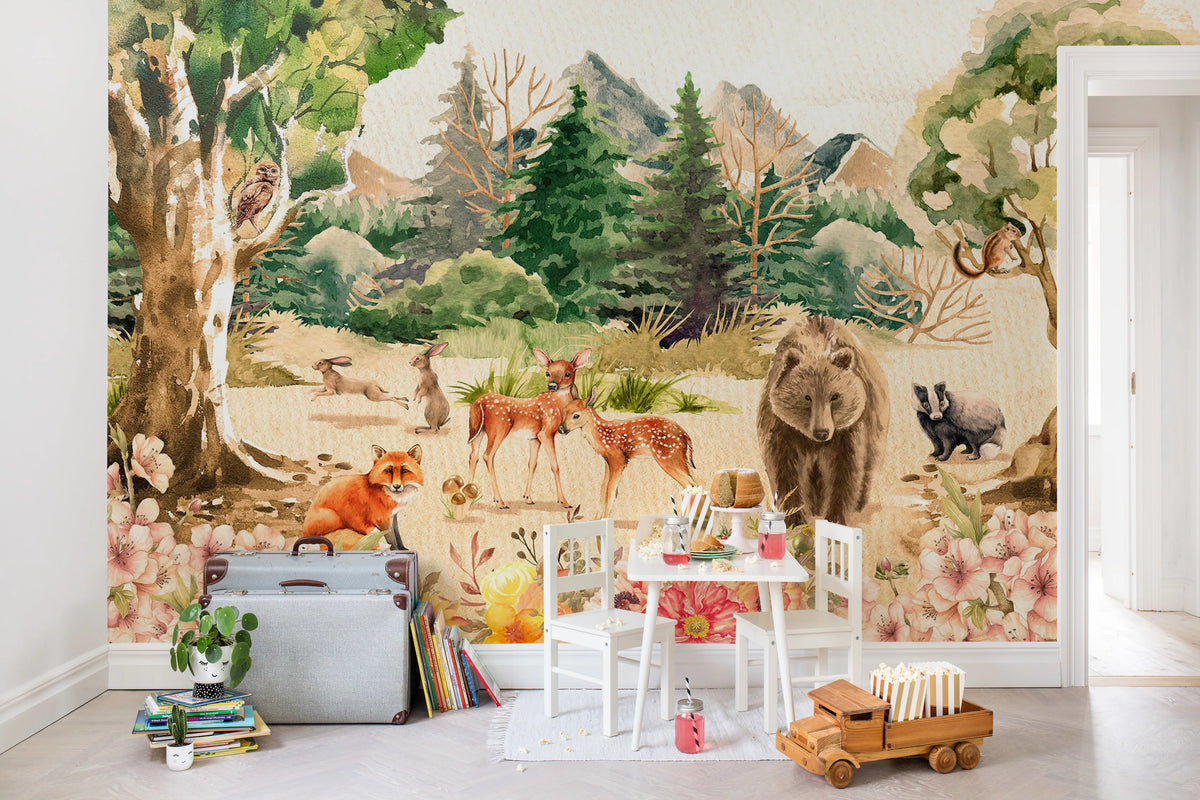 Forest Friends Mural Wallpaper - room preview 02