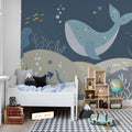 Blue Whale Mural Wallpaper - room preview 02