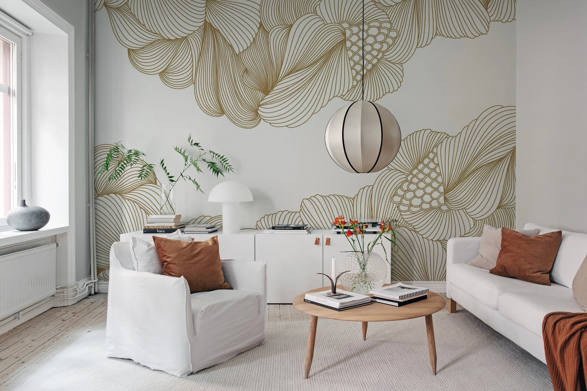 Opulence, Golden Lines Mural Wallpaper - room preview 02