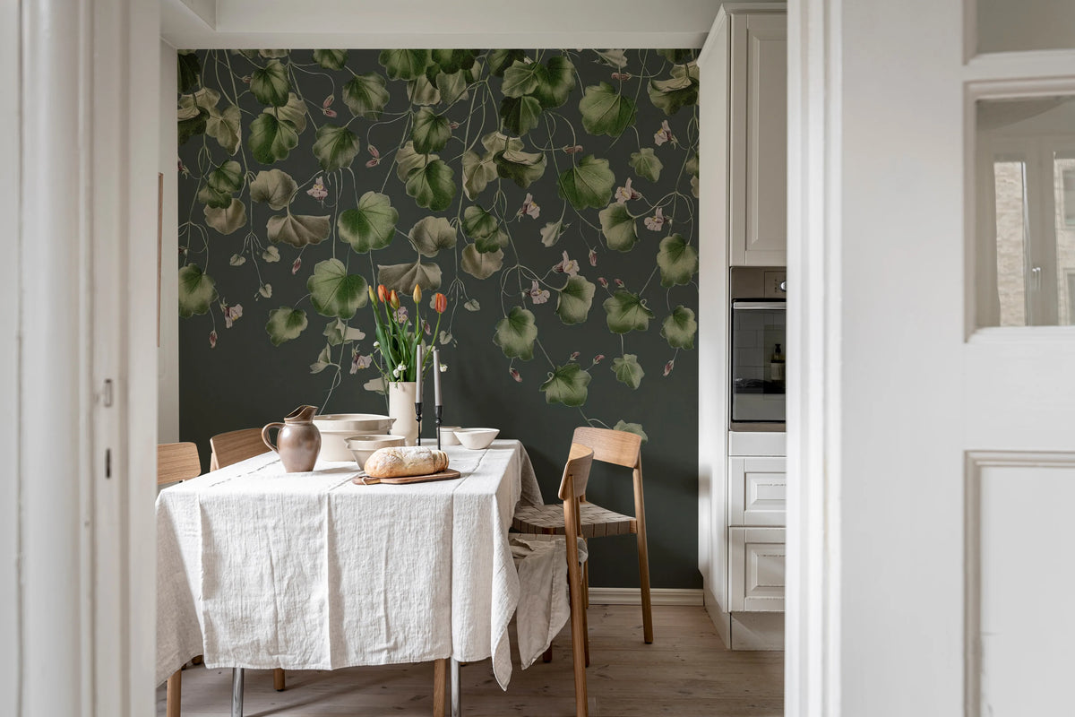 Dangling Ivy, Dark Mural Wallpaper - room preview 02