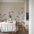 Soaring Cranes, Beige Mural Wallpaper - room preview 02