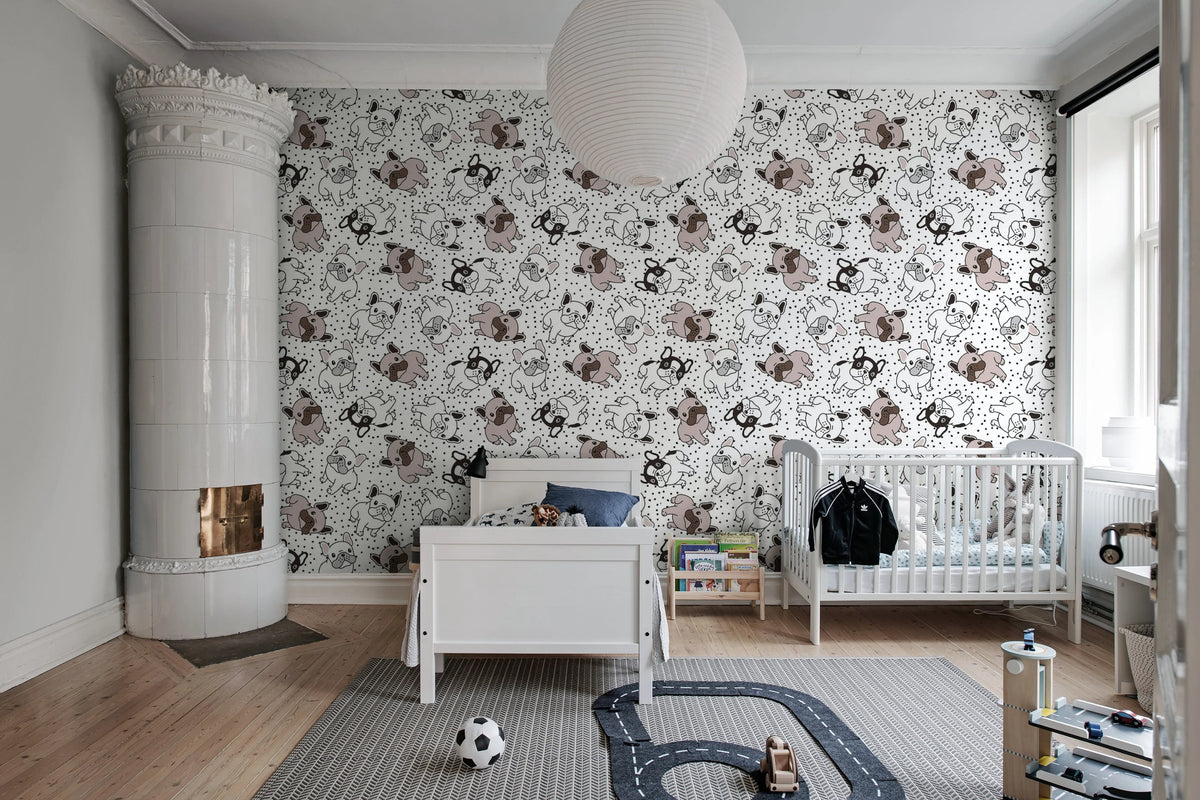 Frenchies, Dot Mural Wallpaper - room preview 02