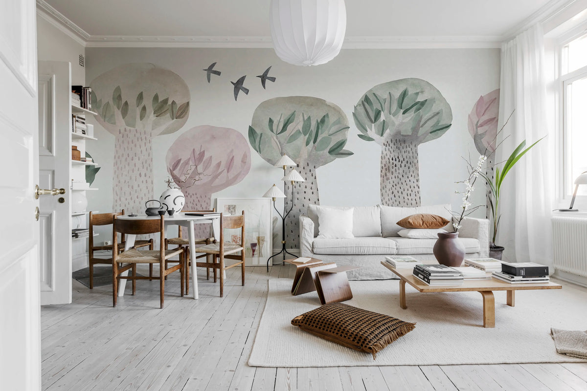 Watercolor Garden, Pastel Mural Wallpaper - room preview 02