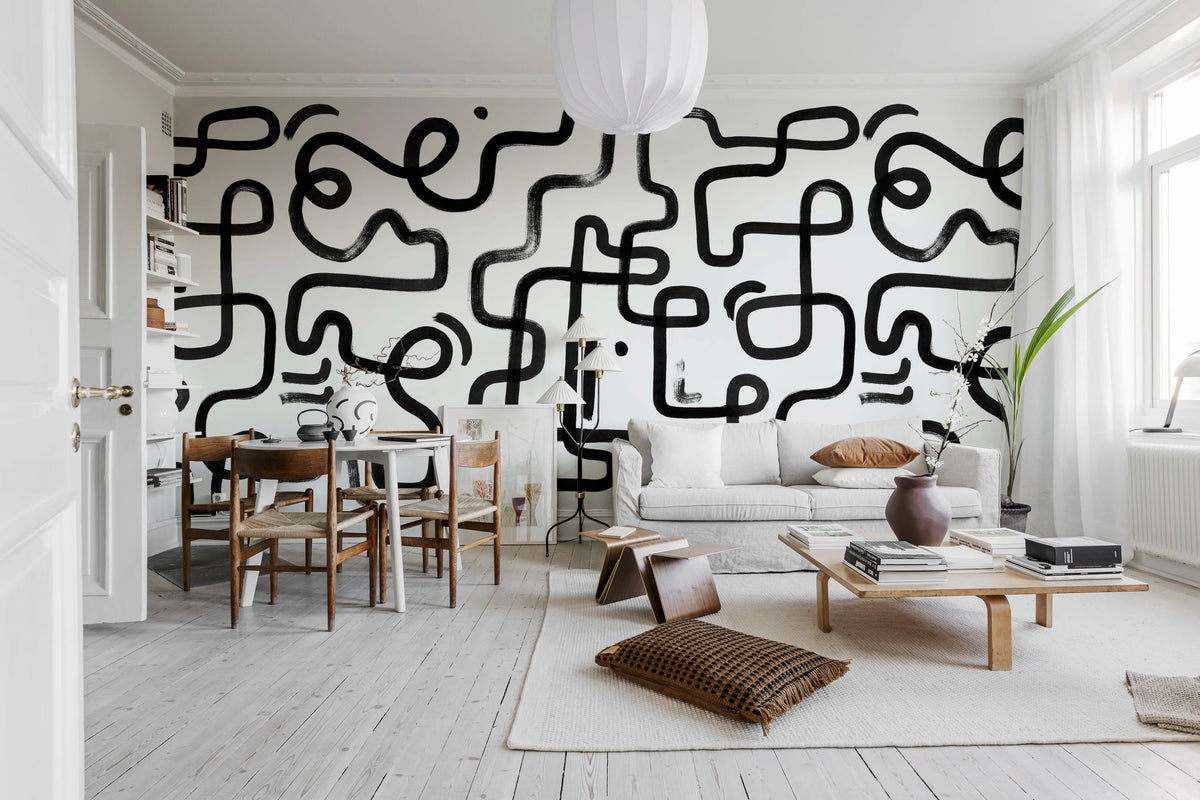 Artzy Path, Graphite Mural Wallpaper - room preview 02