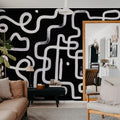 Artzy Path, Black Mural Wallpaper - room preview 02