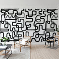 Artzy Lines, Graphite Mural Wallpaper - room preview 02