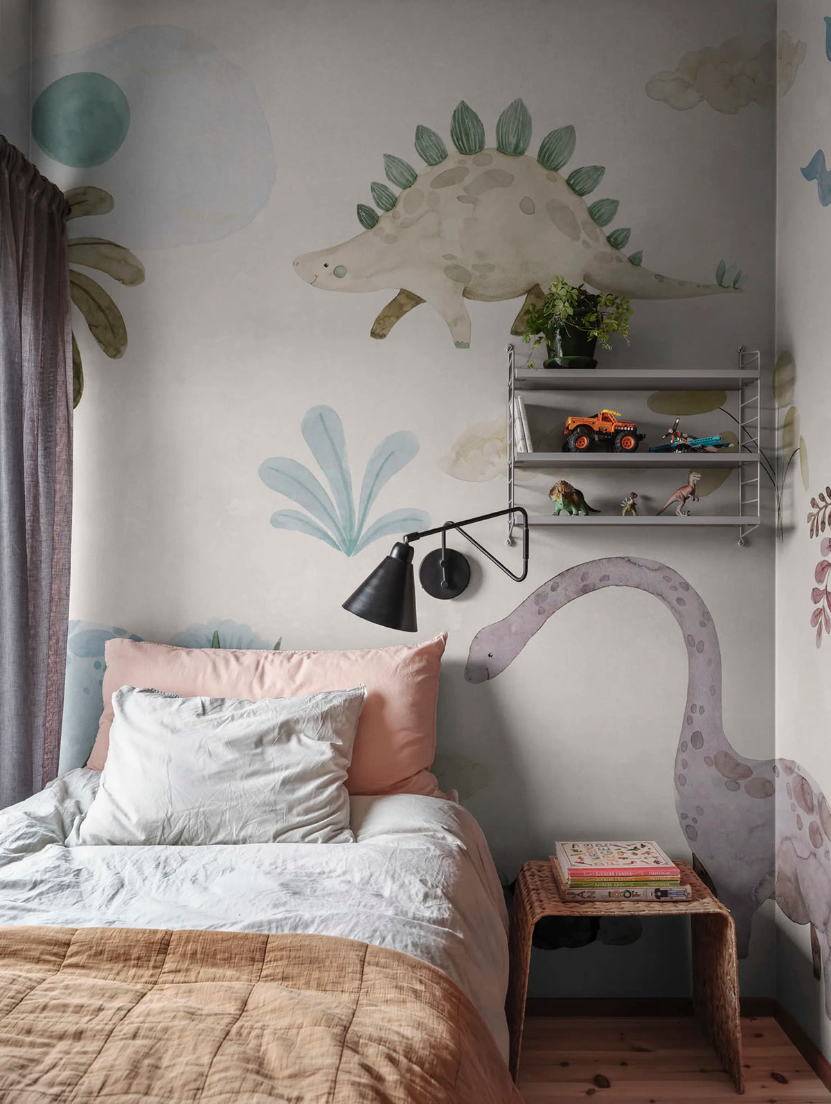 Dinosaur Oasis, Pastel Mural Wallpaper - room preview 02