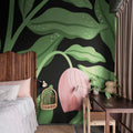 Cool Flora, Black & Pink Mural Wallpaper - room preview 02