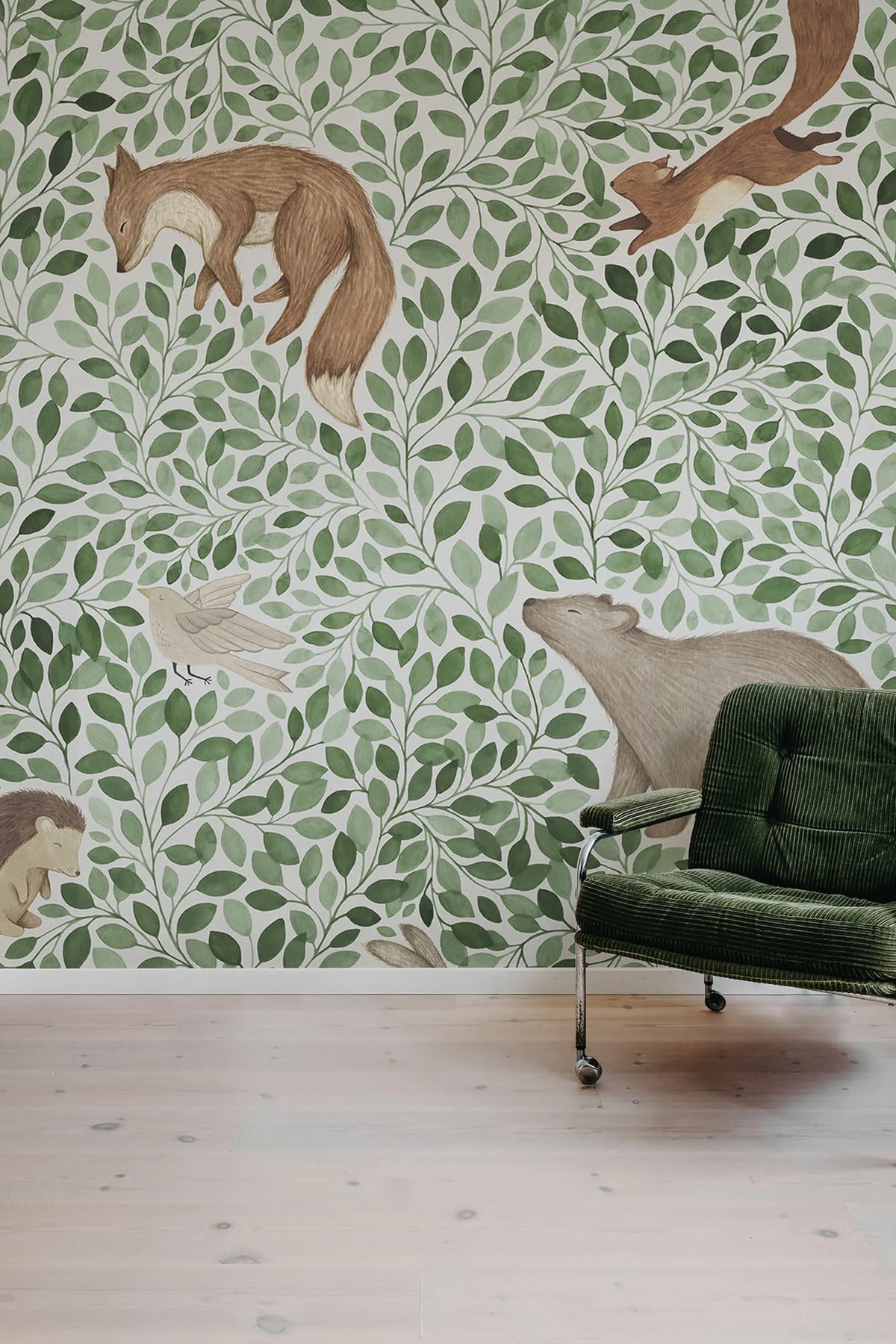 Lullaby, Green Mural Wallpaper - room preview 02