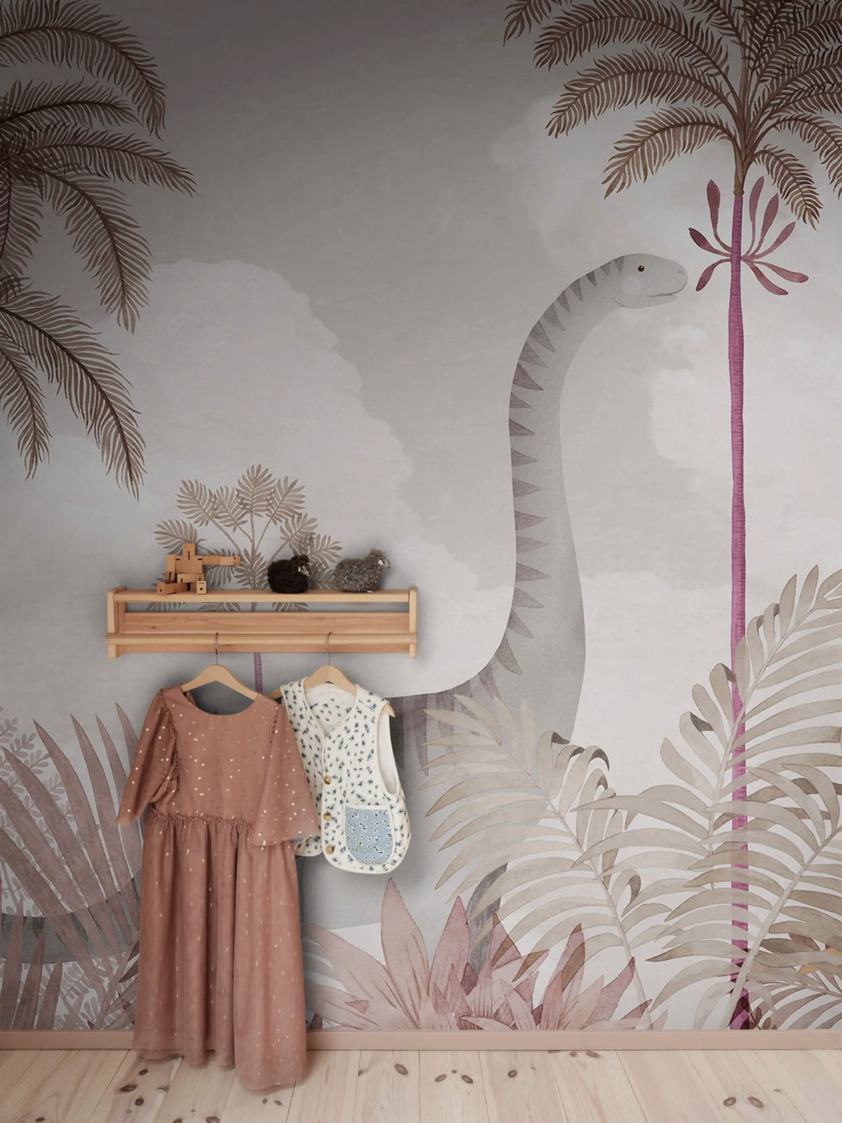 Dinosaur World, Pink Mural Wallpaper - room preview 02