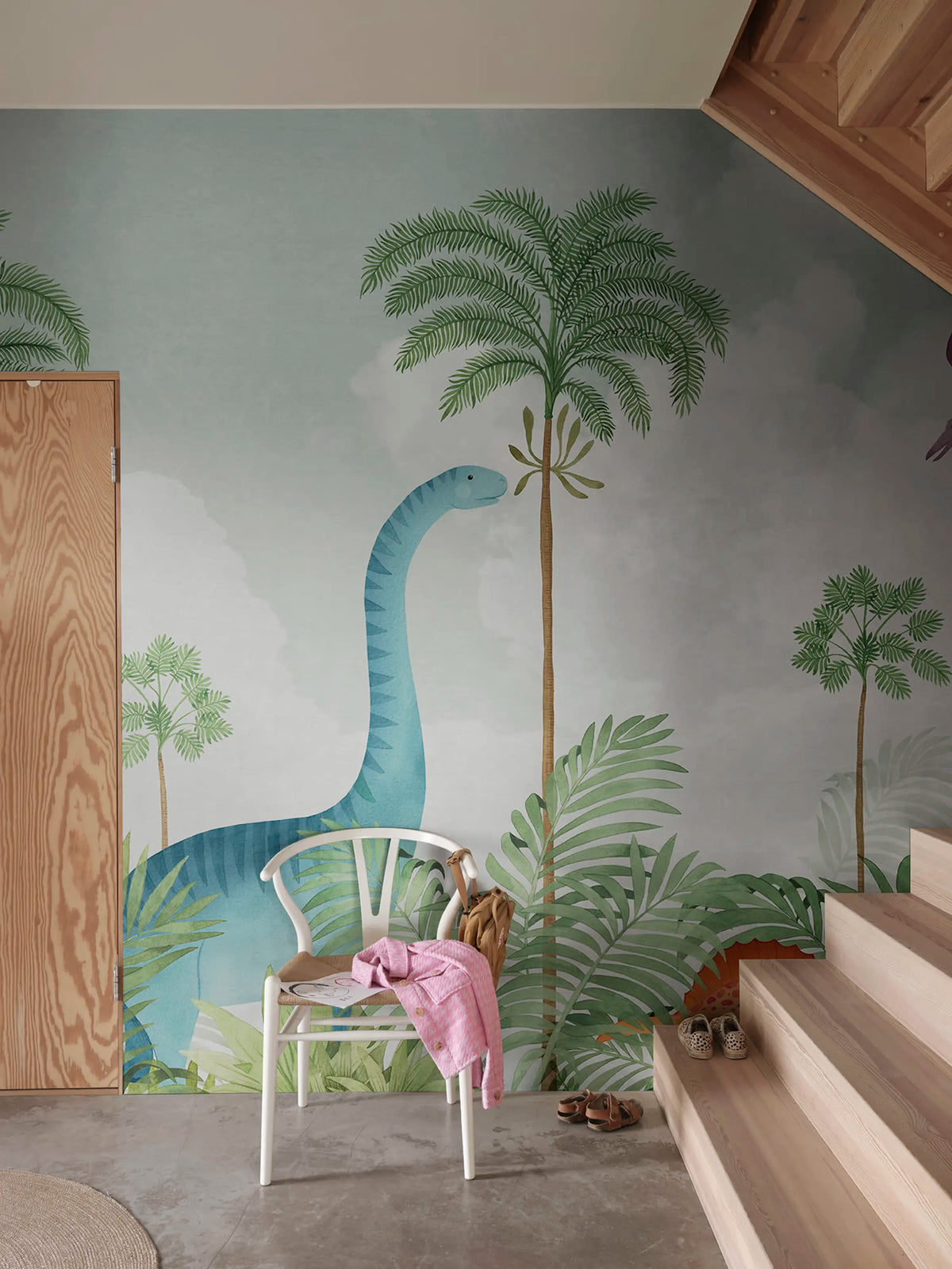 Dinosaur World, Green Mural Wallpaper - room preview 02