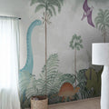 Dinosaur World, Light Green Mural Wallpaper - room preview 02