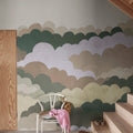 Fun Clouds, Green Mural Wallpaper - room preview 02