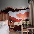 Fun Clouds, Red Mural Wallpaper - room preview 02