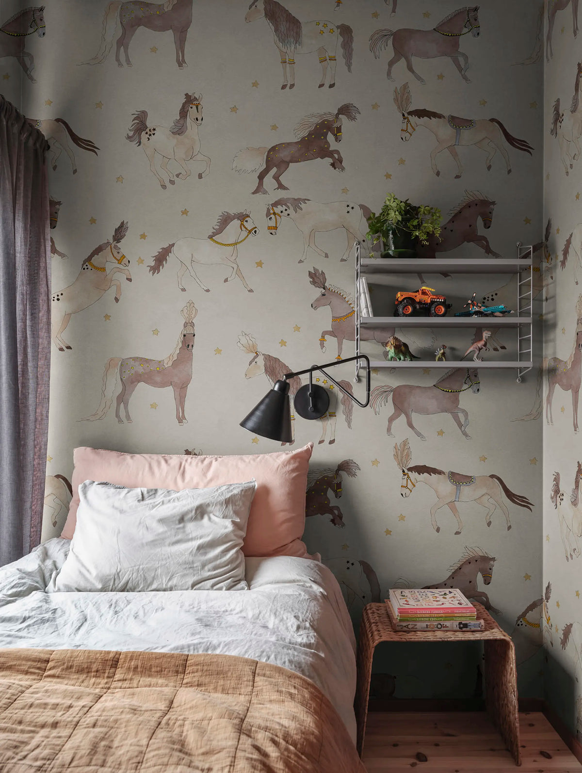 Circus Horses, Beige Mural Wallpaper - room preview 02