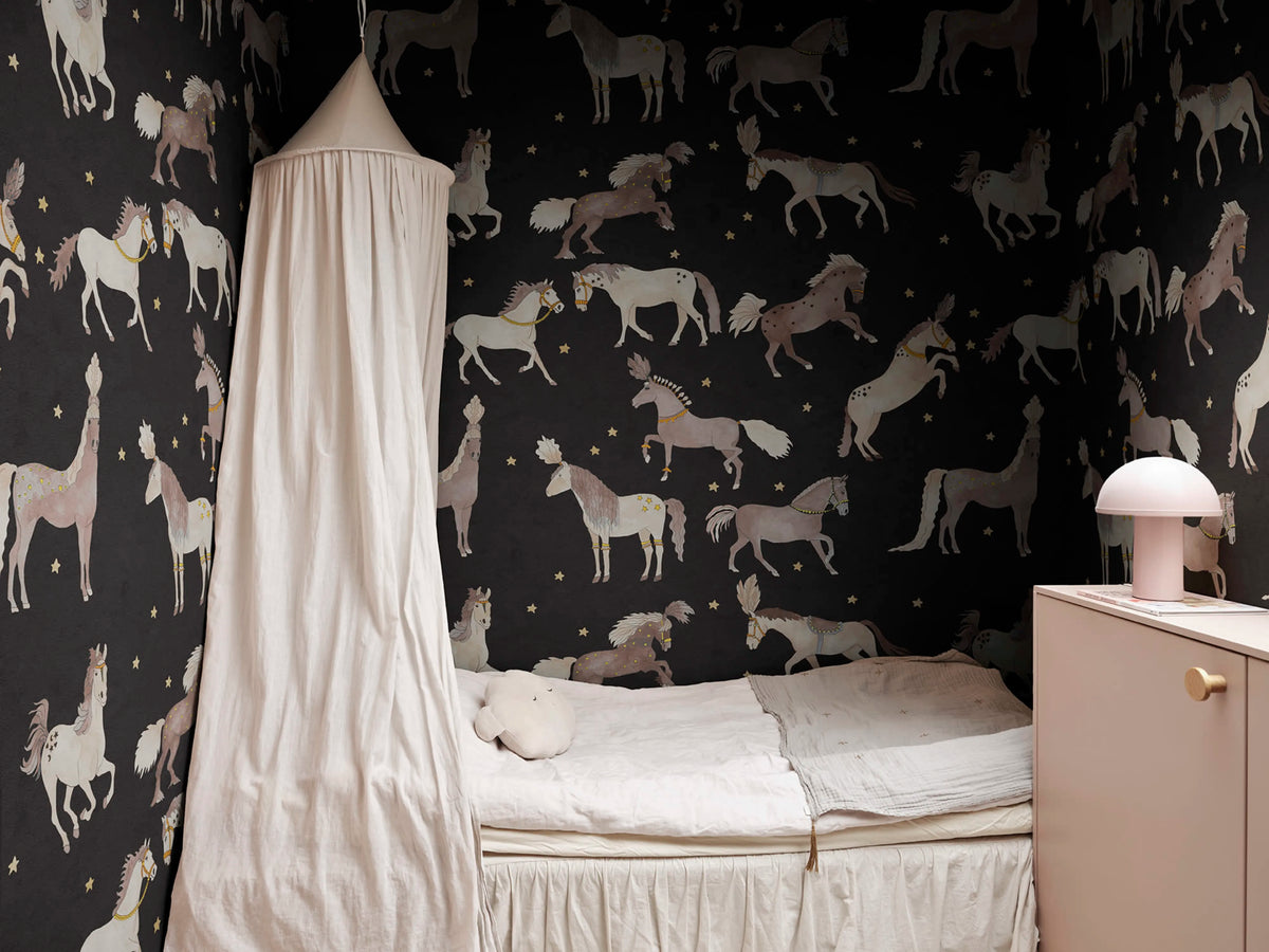 Circus Horses, Black Mural Wallpaper - room preview 02