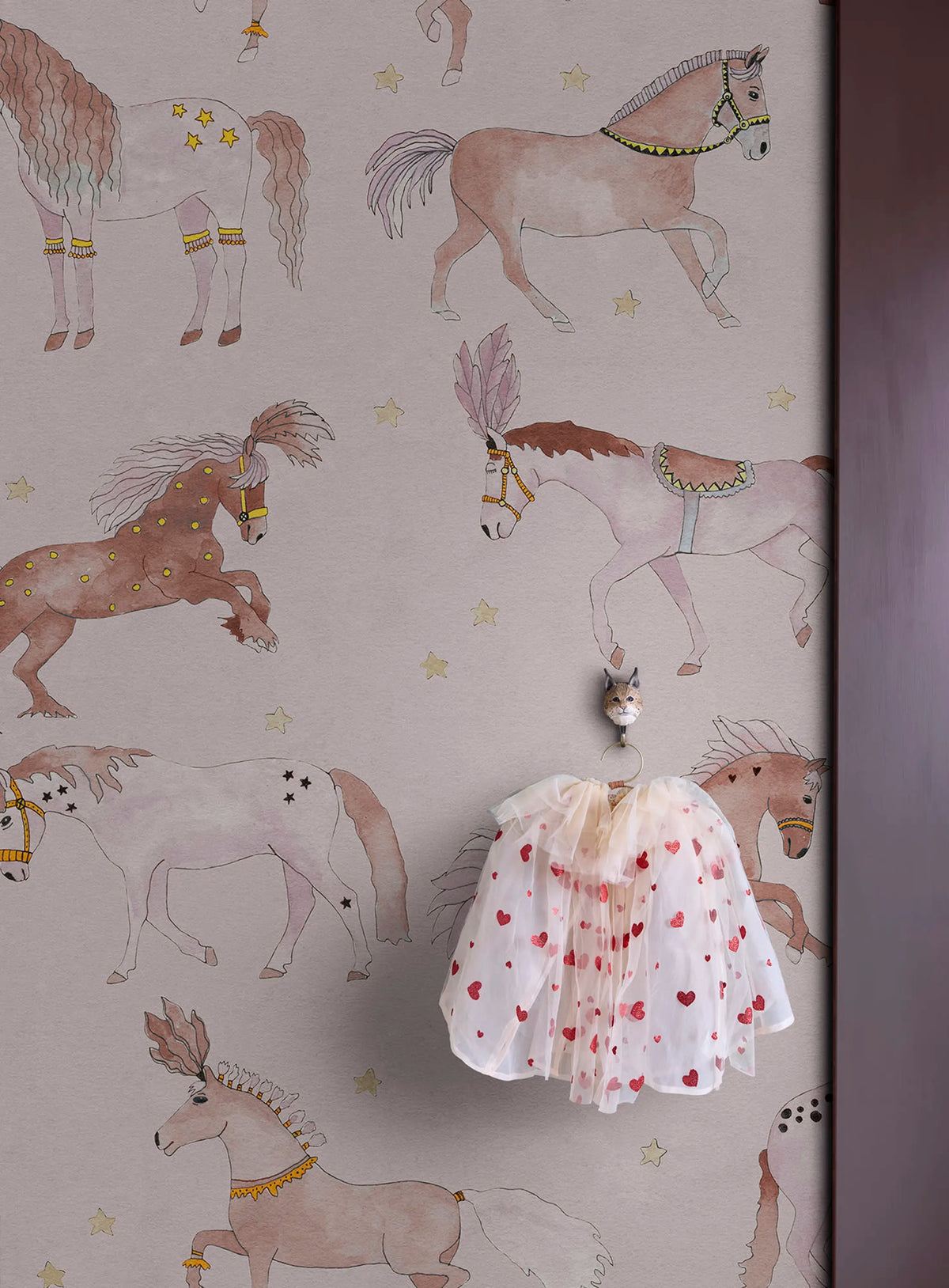 Circus Horses, Soft Pink Mural Wallpaper - room preview 02