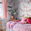 Circus Horses, Pink Mural Wallpaper - room preview 02
