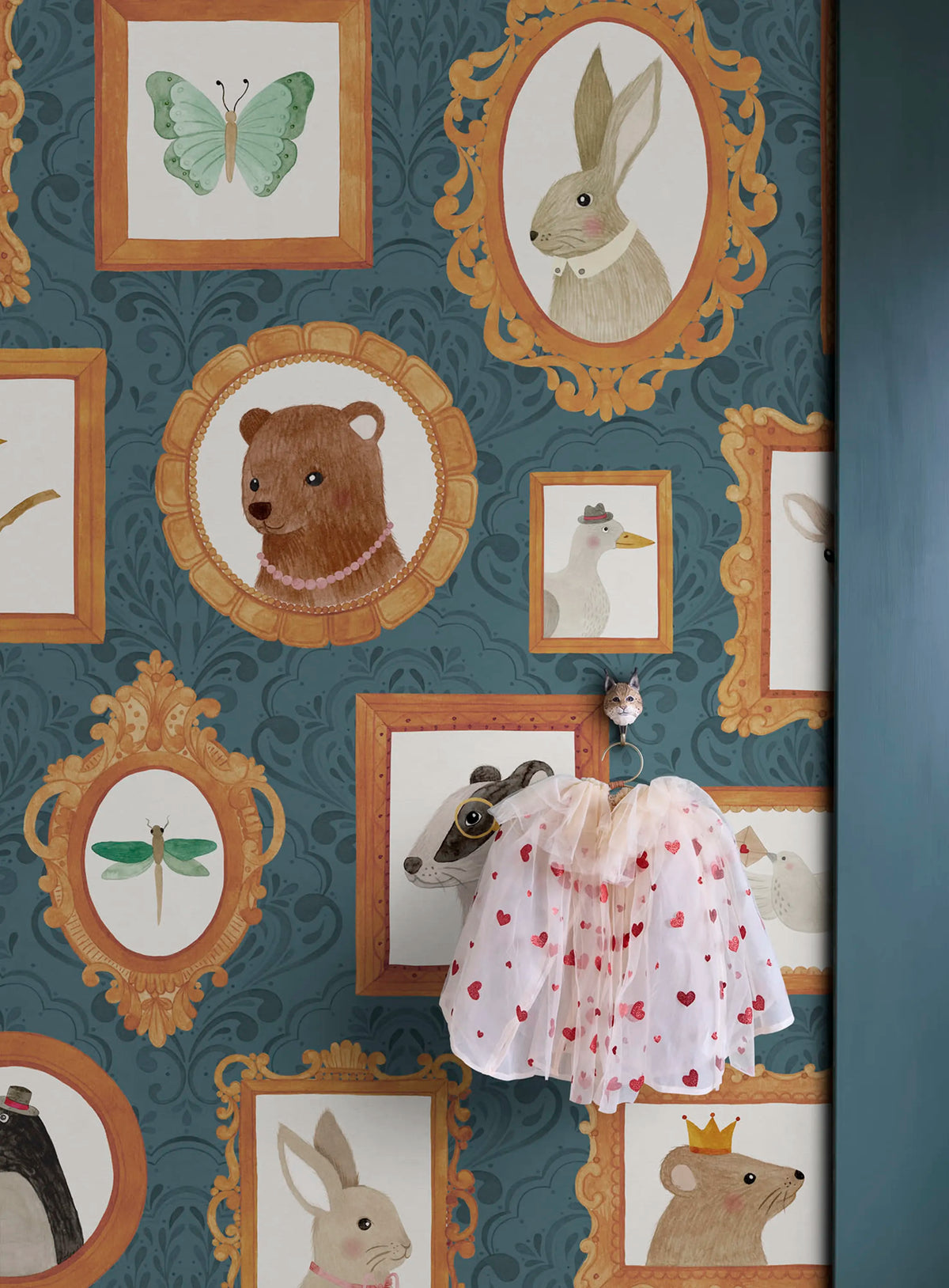 Pet Frames, Dark Blue Mural Wallpaper - room preview 02