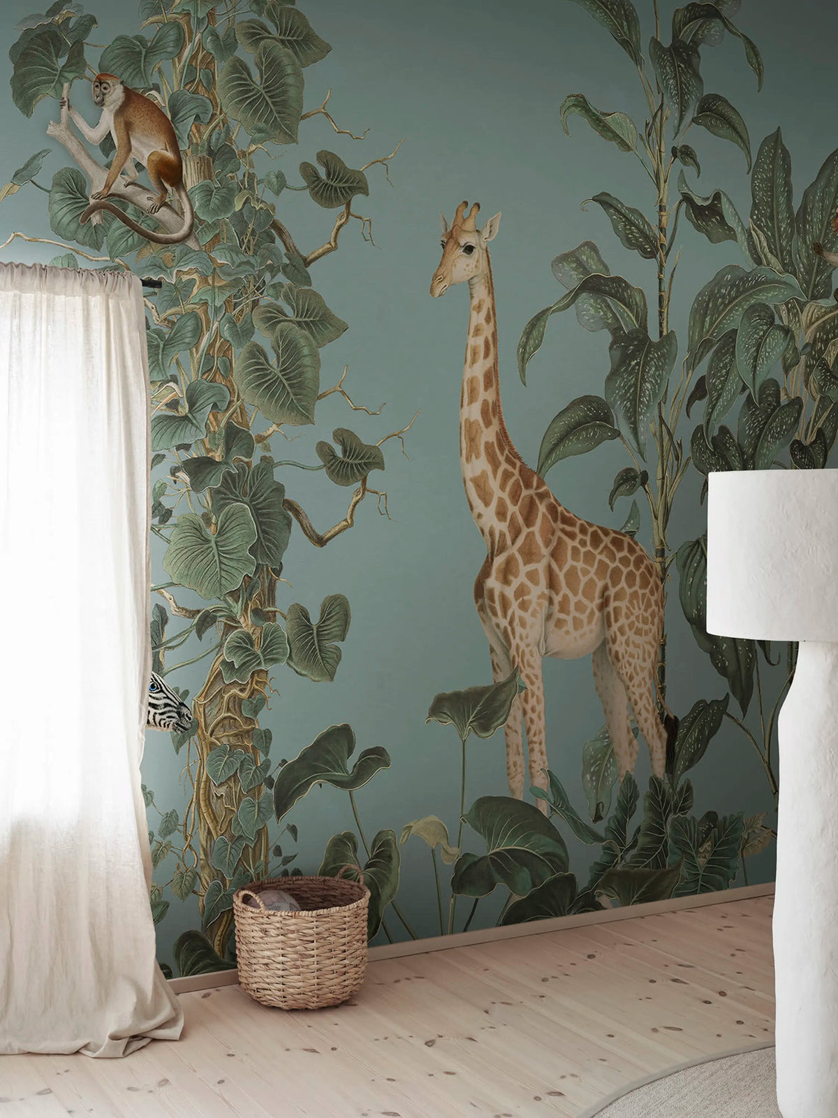 Wildlife Stroll, Blue Mural Wallpaper - room preview 02