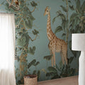 Wildlife Stroll, Blue Mural Wallpaper - room preview 02