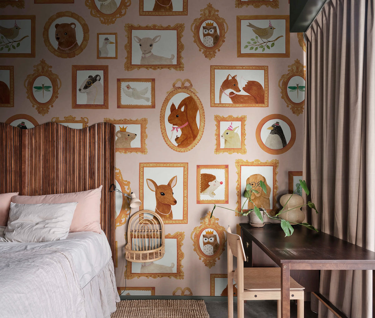 Pet Frames, Pink Mural Wallpaper - room preview 02