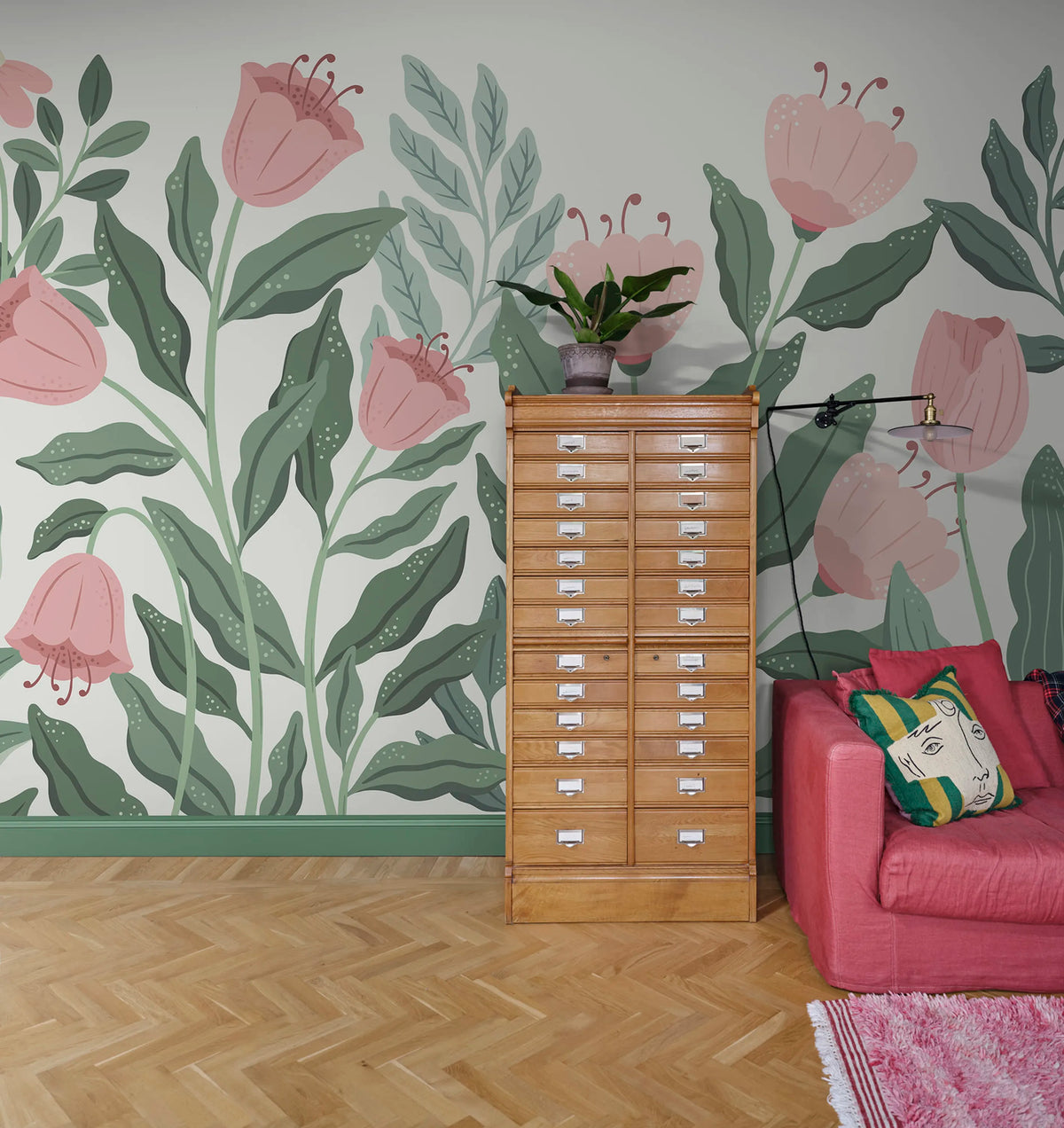 Big Blossom, Light Pink Mural Wallpaper - room preview 02
