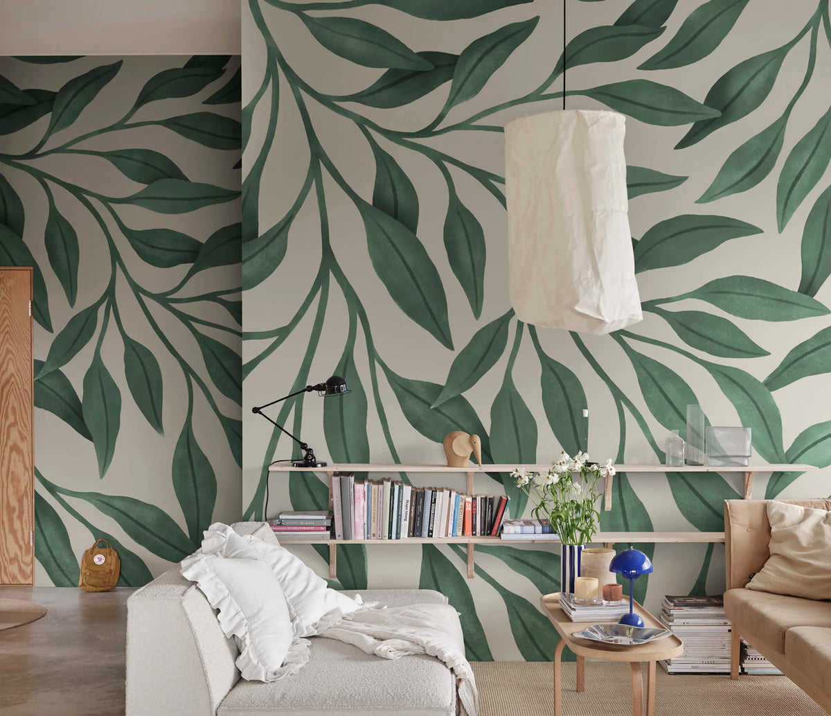 Giant Leaves, Dark Green Mural Wallpaper - room preview 02