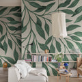 Giant Leaves, Dark Green Mural Wallpaper - room preview 02