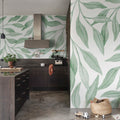 Giant Leaves, Light Green Mural Wallpaper - room preview 02