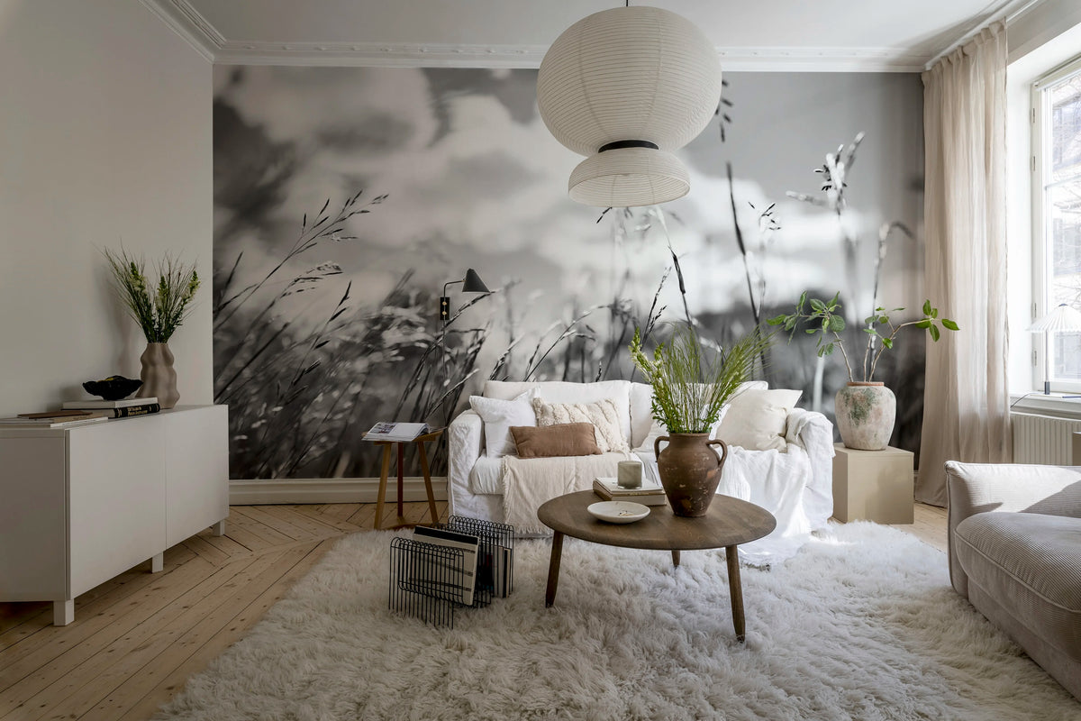 Straw, Graphite Mural Wallpaper - room preview 02