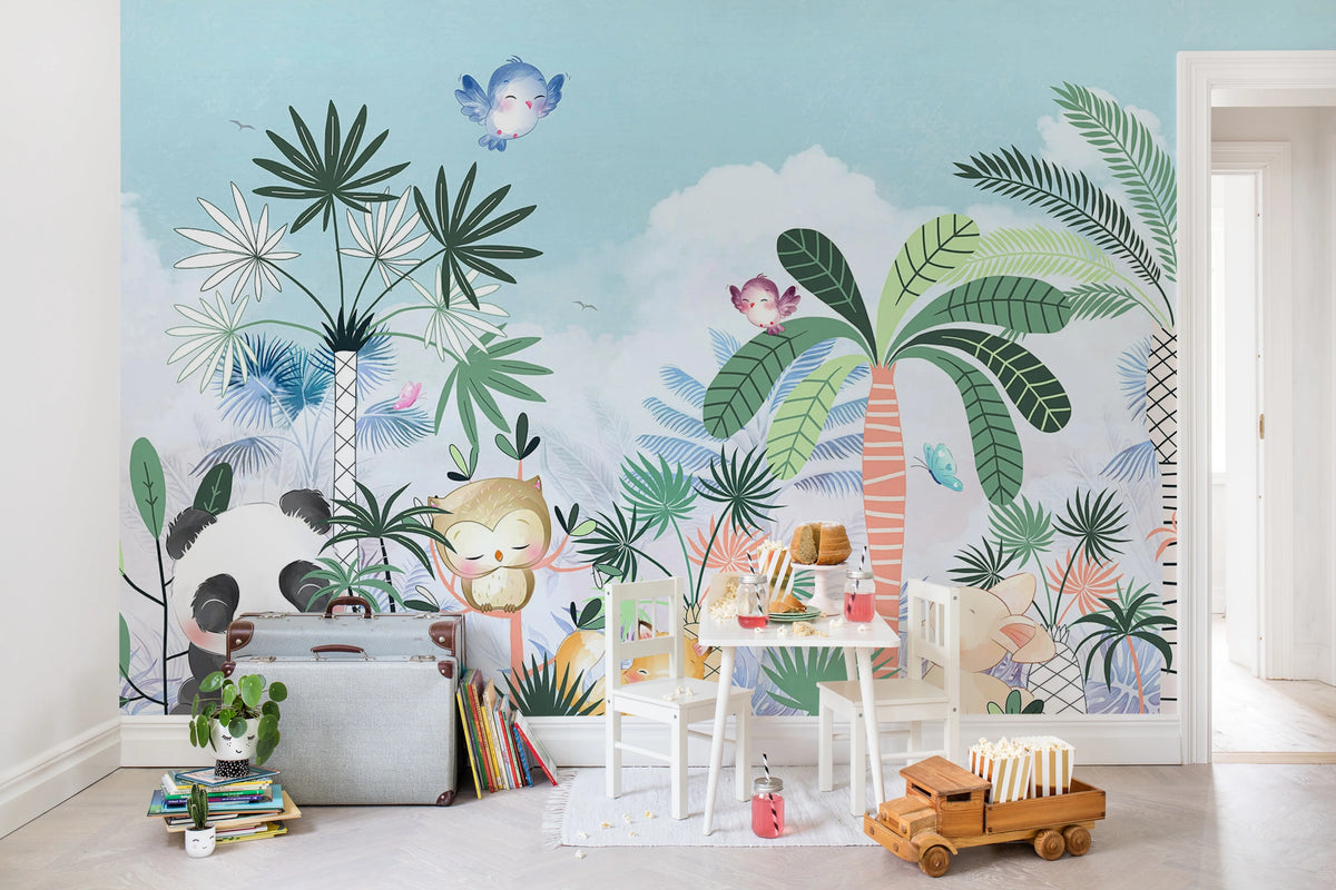 Jungle Fun, Pastel Mural Wallpaper - room preview 02