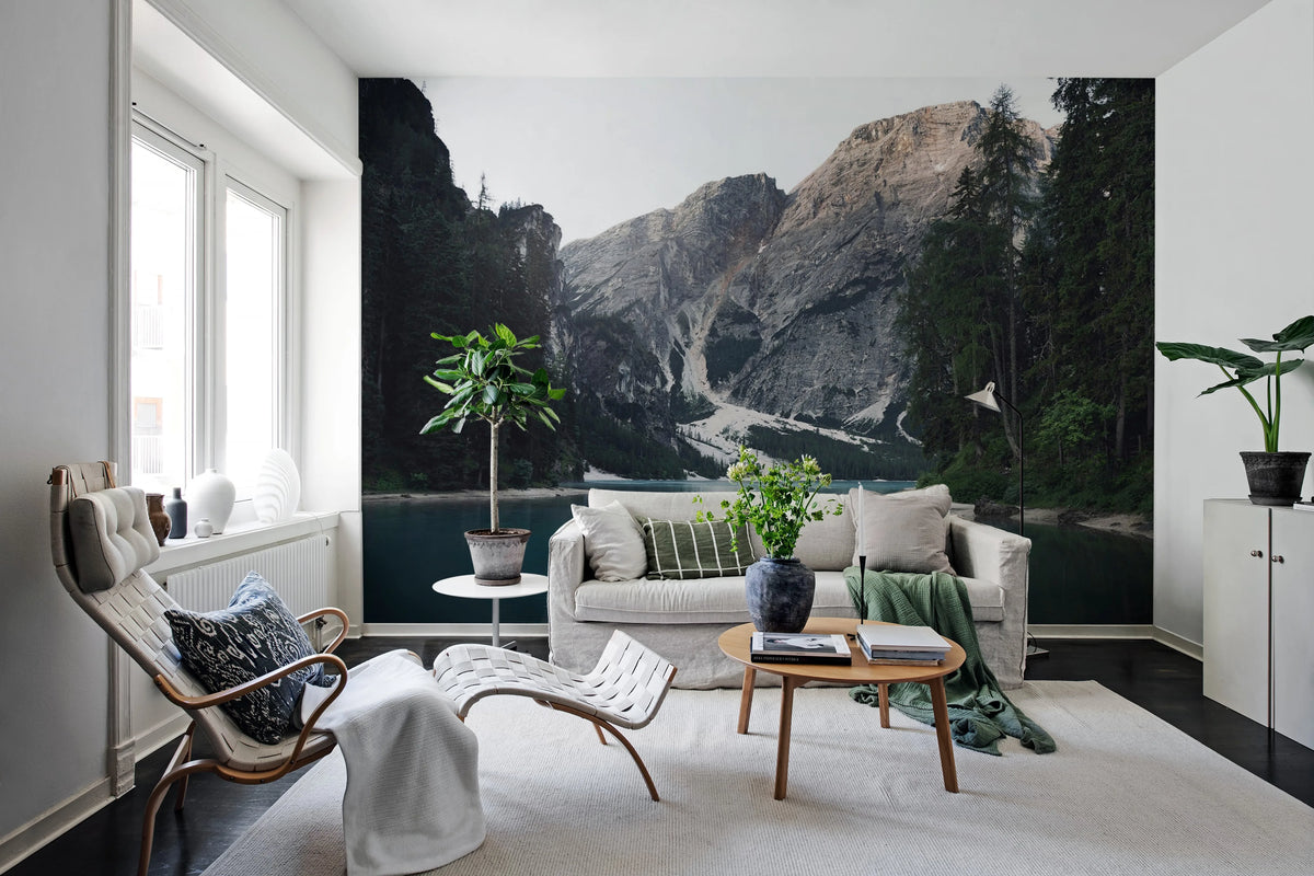 The Valley, Gray Mural Wallpaper - room preview 02